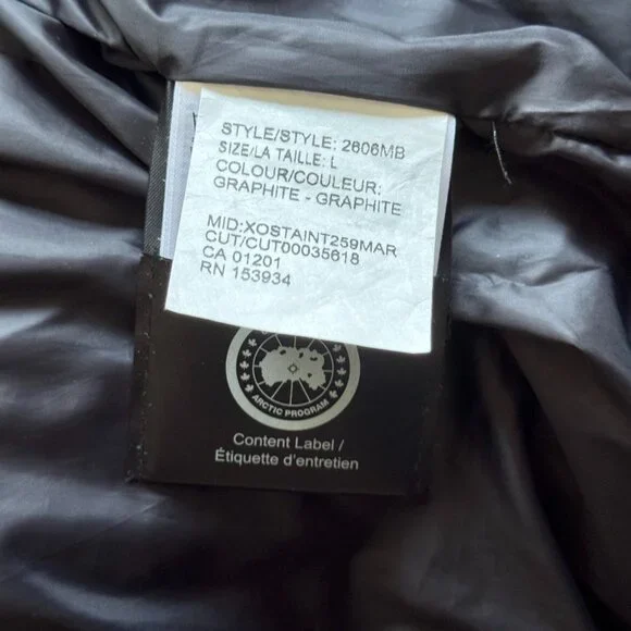 Canada Goose Ventoux Down Bomber- Graphite Grey Size Large